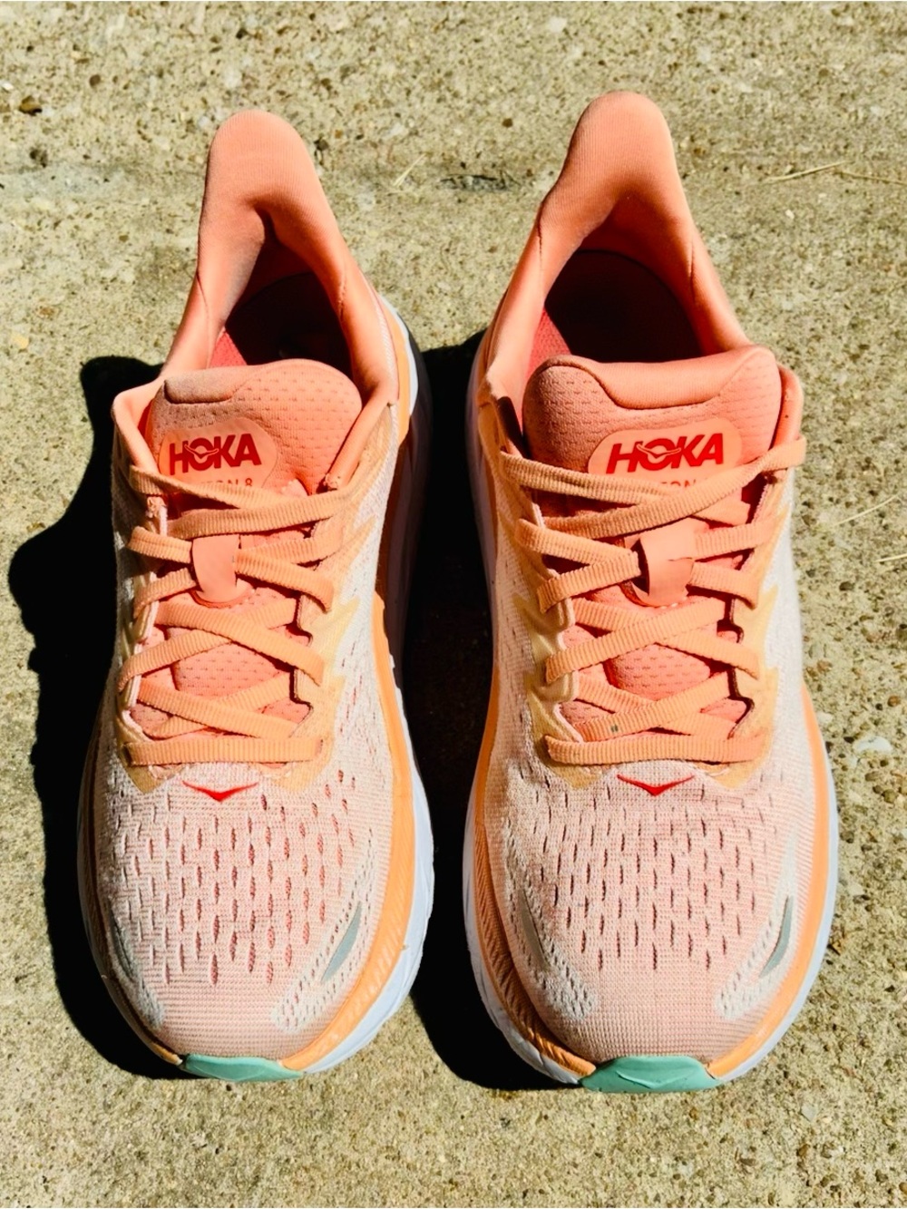 Hoka One One Womens Clifton 8 Cantaloupe Orange Running sneakers size 6.5